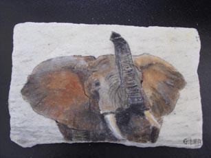 Peinture sur pierre "éléphant" résultat Labrat Art Painting