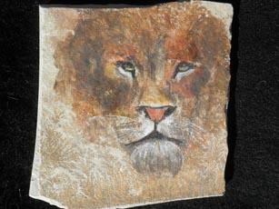 Peinture sur pierre "lion" Labrat Art Painting