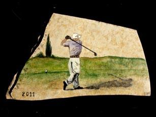 Peinture sur pierre trophées de golf Labrat Art Painting